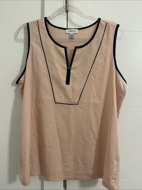 Calvin Klein Blush Pink Sleeveless Top with Black Trim
